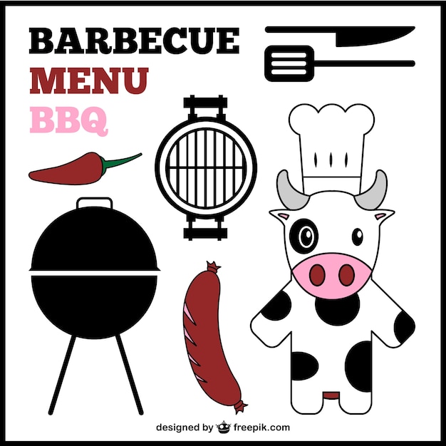 Vector gratuito elementos gráficos de menú de barbacoa