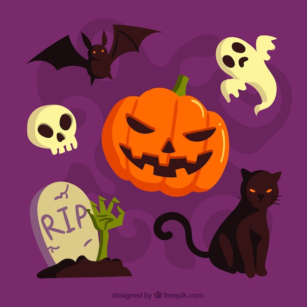 Elementos de halloween con estilo espeluznante