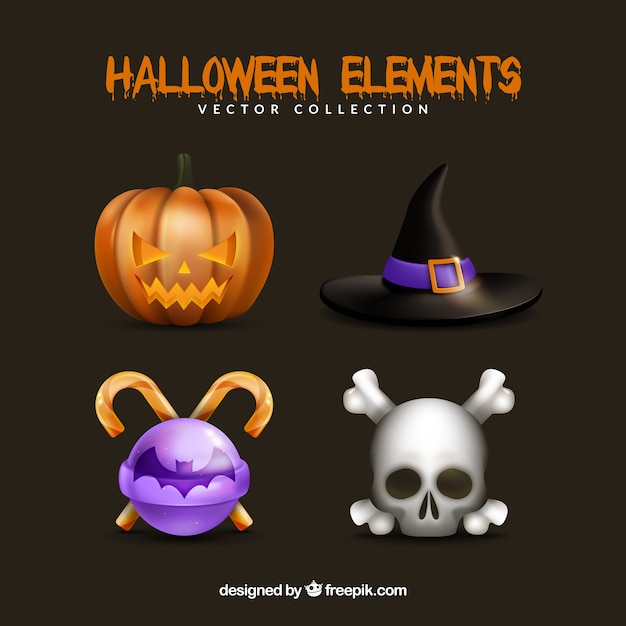 Vector gratuito elementos de halloween con estilo realista