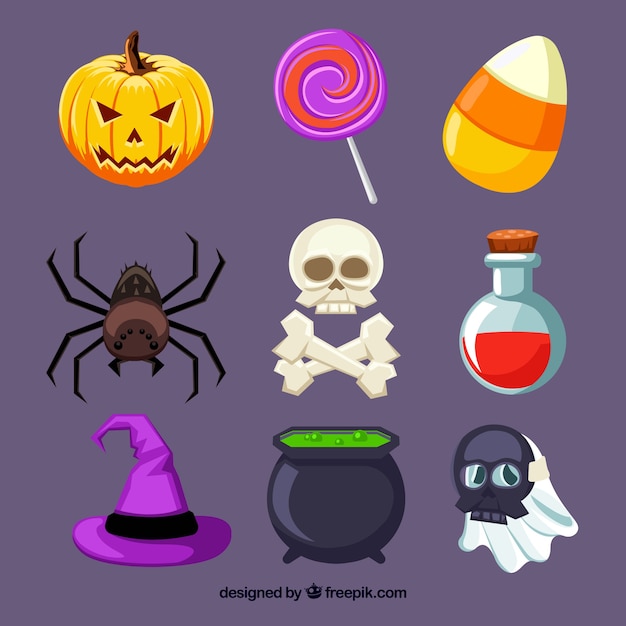 Vector gratuito elementos de halloween terroríficos