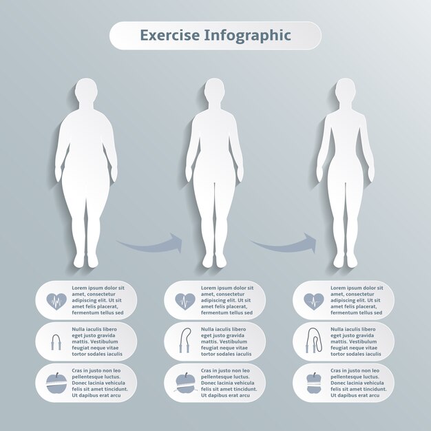 Elementos de Infografía para la aptitud de las mujeres y los deportes de la pérdida de peso delgado y la ilustración de la asistencia sanitaria
