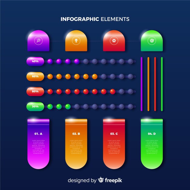 Elementos de infografía brillante realista