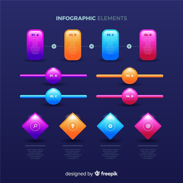 Elementos de infografía brillante realista