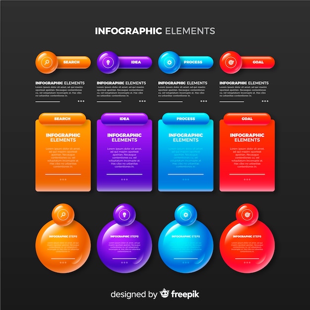 Elementos de infografía brillante realista