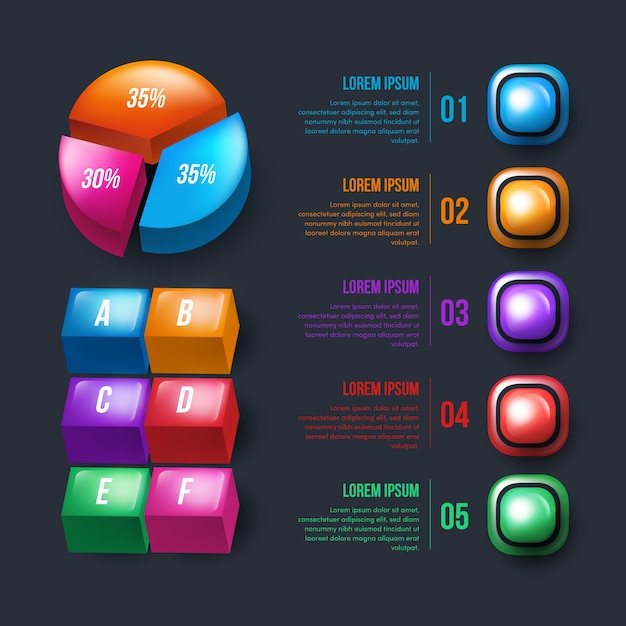 Vector gratuito elementos de infografía brillante realista