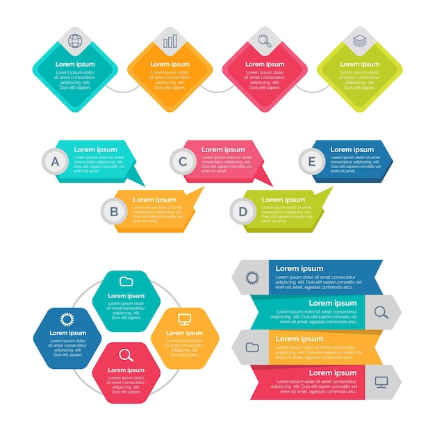 Elementos de infografía de colores planos