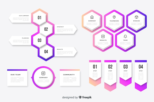 Vector gratuito elementos de infografía colorida línea de tiempo