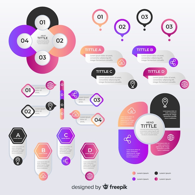 Elementos infografía coloridos diseño plano