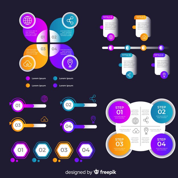 Elementos infografía coloridos diseño plano