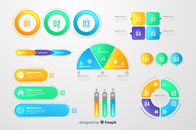 Elementos infografía coloridos diseño plano