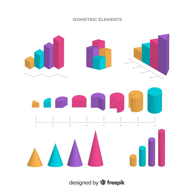 Elementos infografía coloridos isométricos