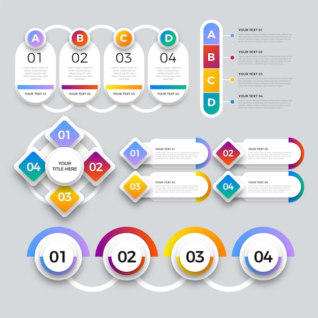Elementos de infografía degradado colorido minimalista