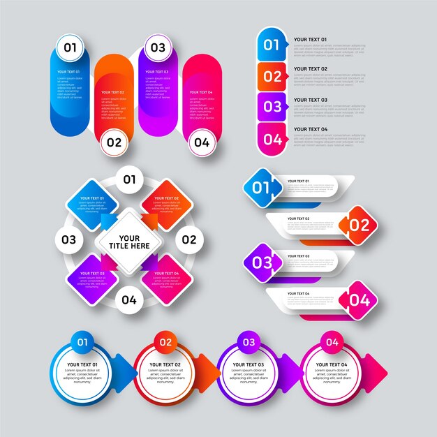 Elementos de infografía degradado colorido