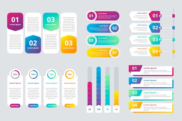 Elementos de infografía degradado colorido