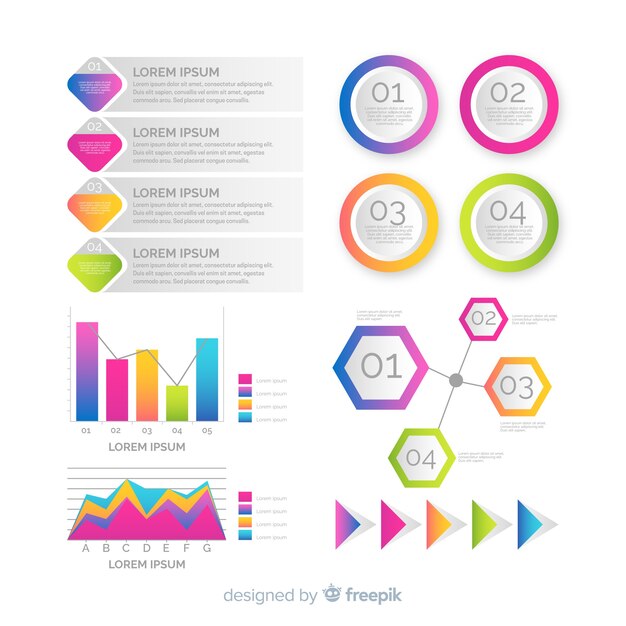 Elementos de infografía en degradado
