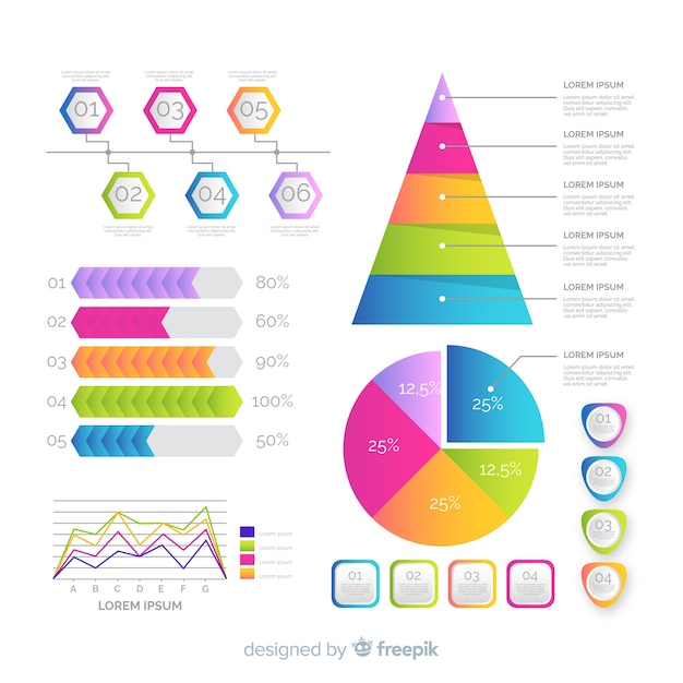 Elementos de infografía en degradado