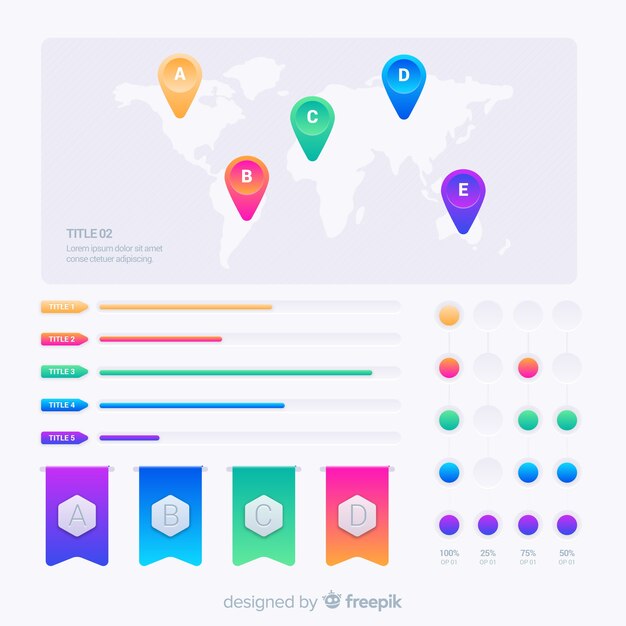 Elementos de infografia con degradado