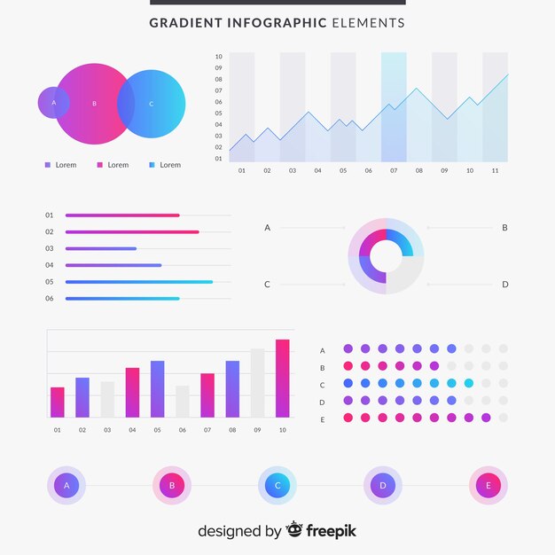 Elementos de infografia con degradado