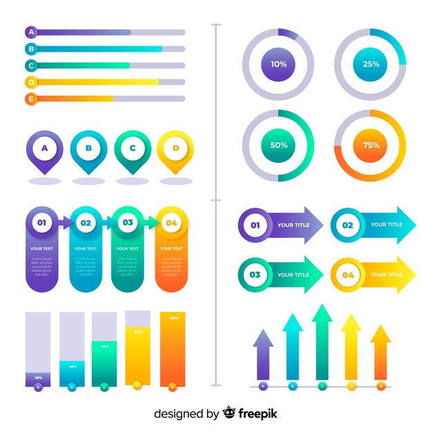 Elementos infografía degradados