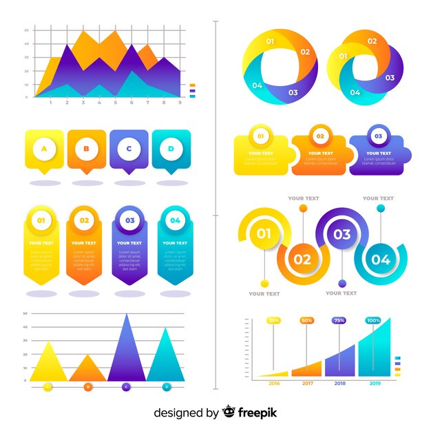 Elementos infografía degradados