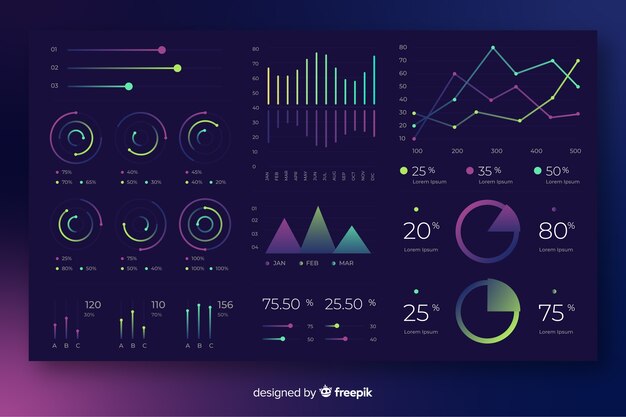 Elementos infografía degradados