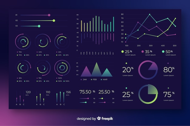 Elementos infografía degradados