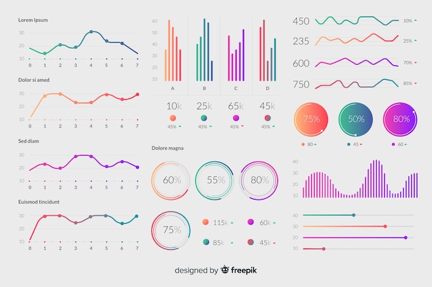 Elementos infografía degradados