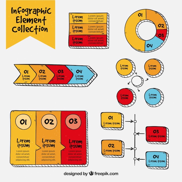 Elementos de infografía dibujados a mano