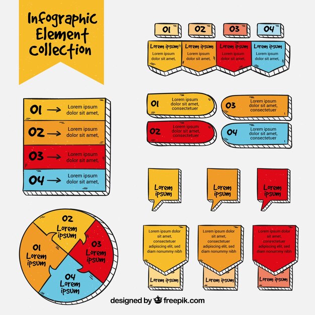 Elementos de infografía dibujados a mano