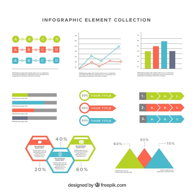 Elementos de infografía en diseño plano