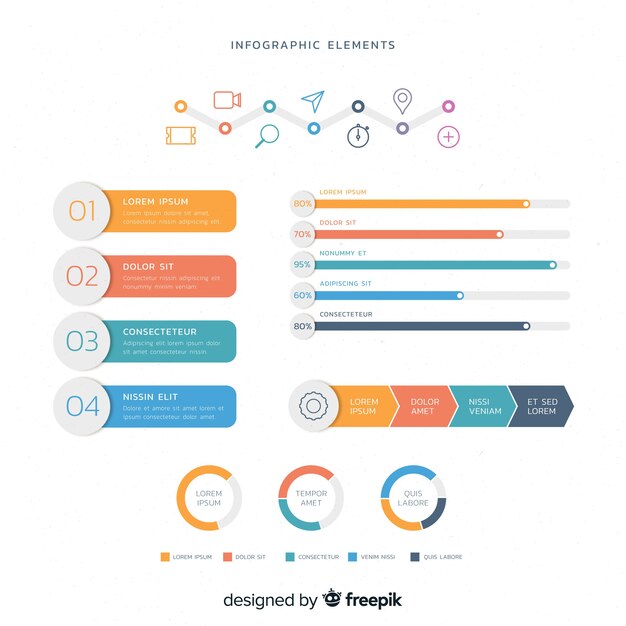 Elementos para infografía en diseño plano