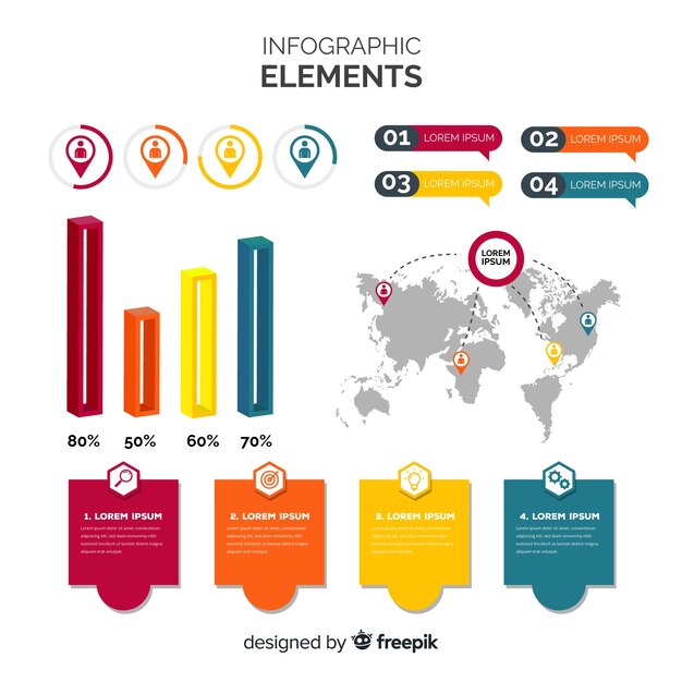 Elementos para infografía en diseño plano