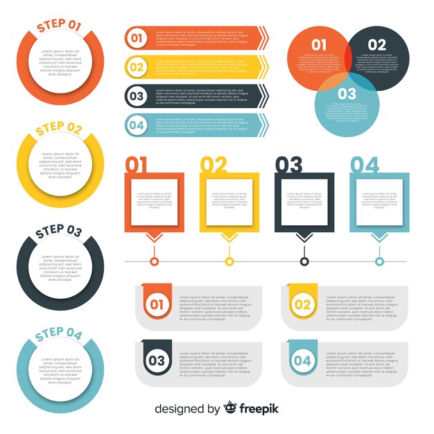 Elementos para infografía en diseño plano