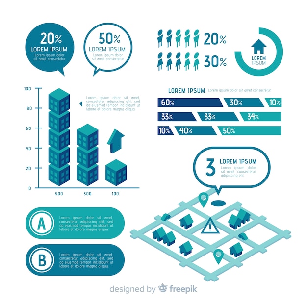 Elementos para infografía en diseño plano