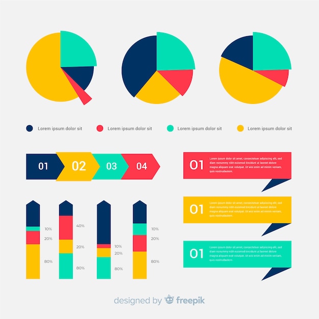 Vector gratuito elementos para infografía en diseño plano