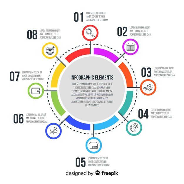 Elementos para infografía en diseño plano