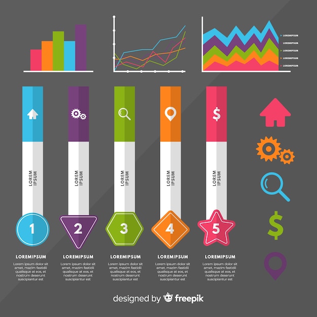 Vector gratuito elementos para infografía en diseño plano