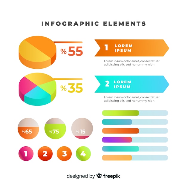 Vector gratuito elementos para infografía en diseño plano