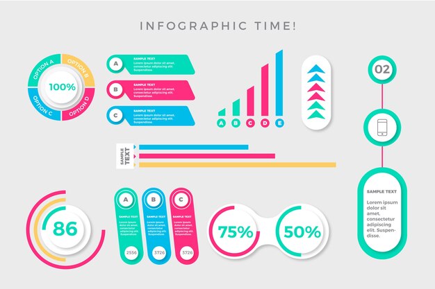Elementos de infografía de diseño plano.