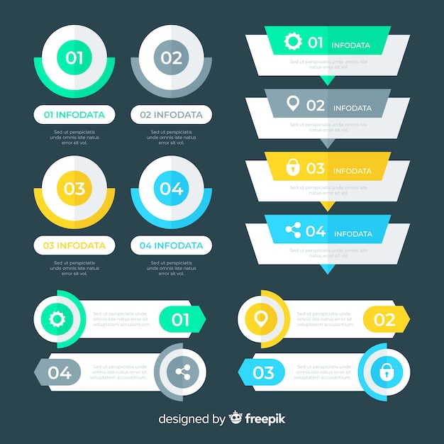 Elementos de infografía en diseño plano