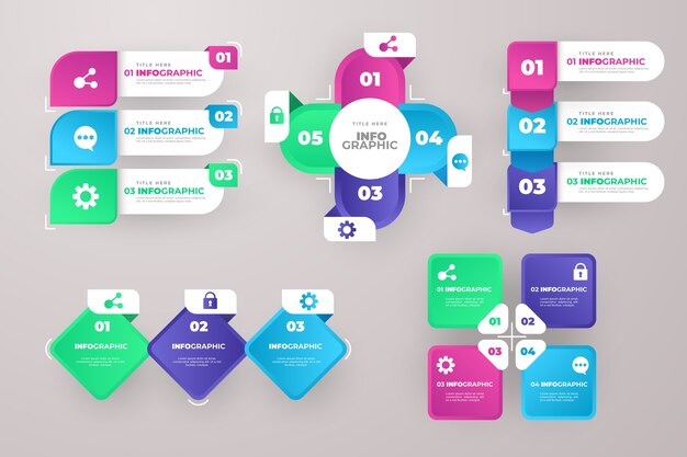 Elementos de infografía empresarial gradiente