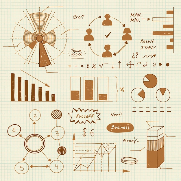 Elementos de infografía escolar dibujados a mano