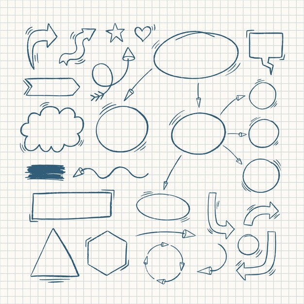 Elementos de infografía escolar dibujados a mano