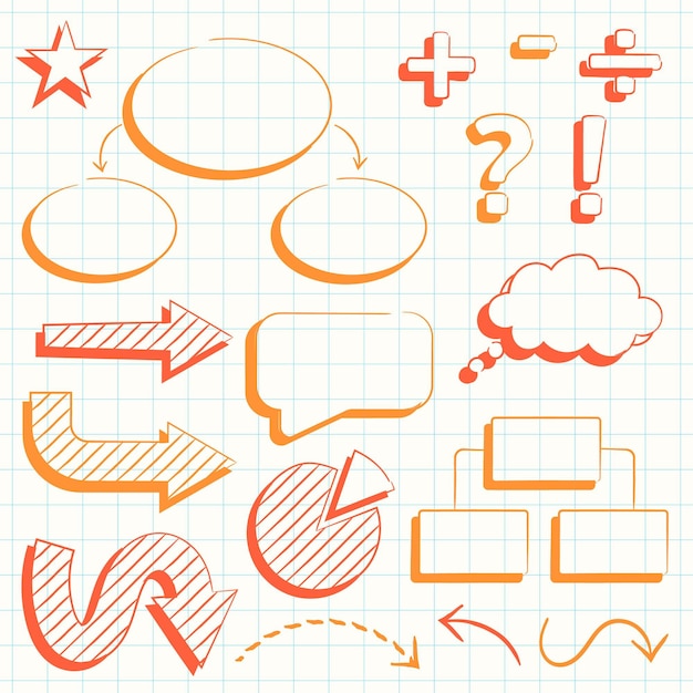 Elementos de infografía escolar dibujados a mano