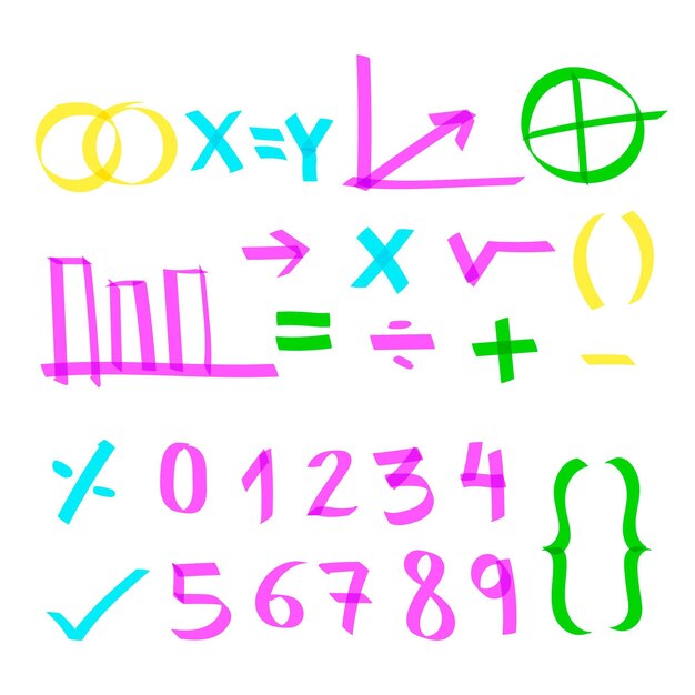 Elementos de infografía escolar con marcadores de colores.