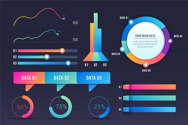 Elementos de infografía gradiente de negocios