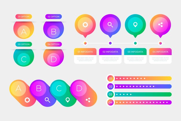 Elementos de infografía gradiente profesional