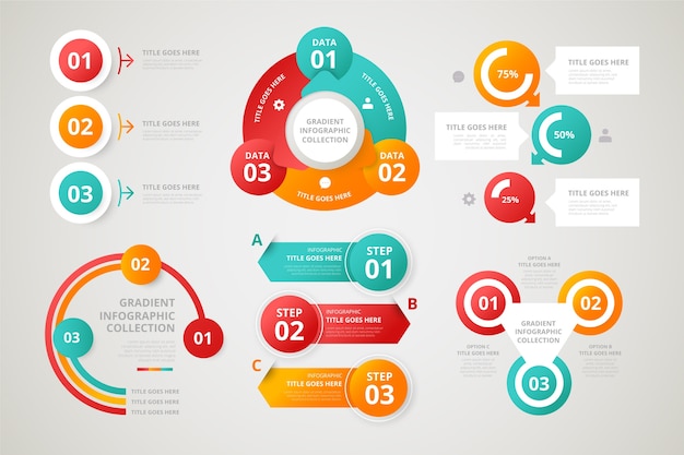 Elementos de infografía gradiente