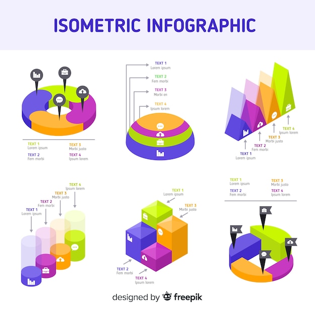 Elementos de infografía isométrica.