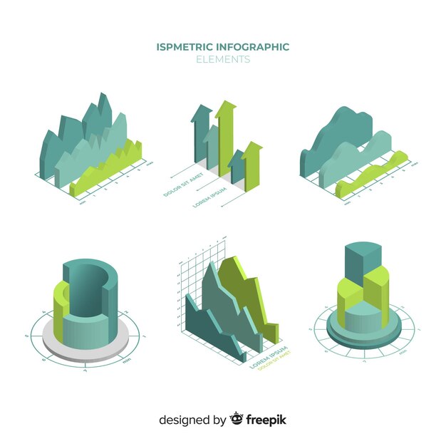 Elementos infografía isométricos